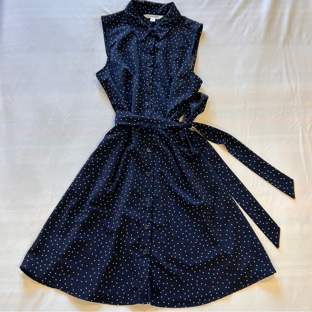 POPSUGAR Navy Polka Dot Mini Dress